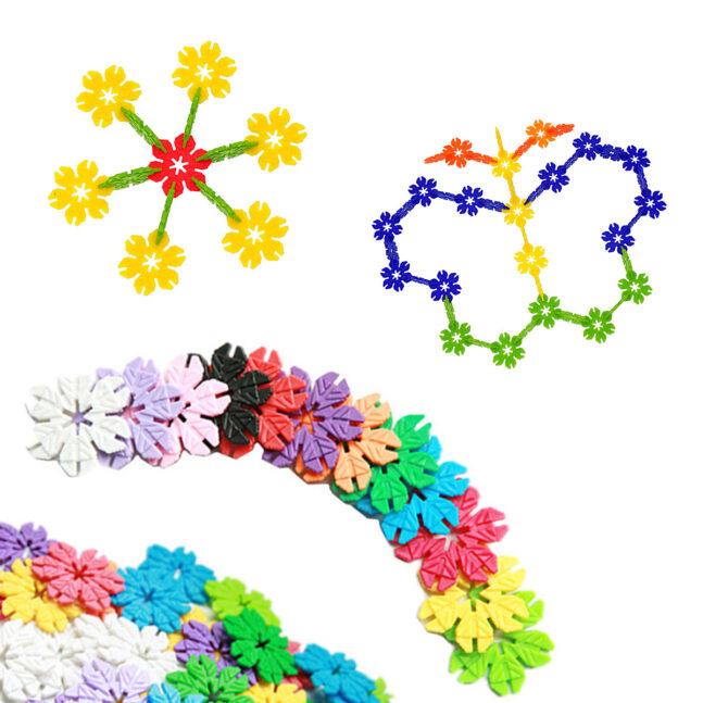 Brinquedo De Montar Interativo Plastico Blocos Infantil Coloridos Flocos Encaixar