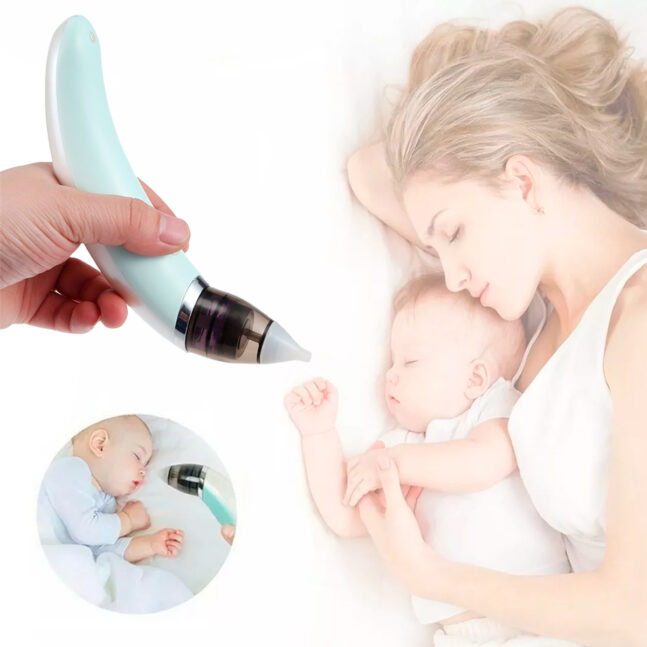 Aspirador Nasal Infantil Elétrico USB Bebê Limpeza De Nariz Cor:Verde Água