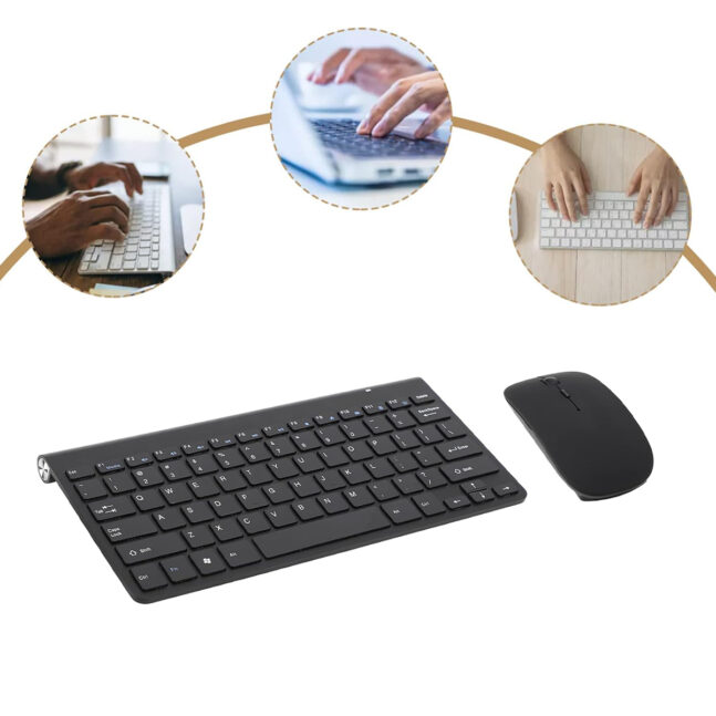 Kit Mouse e Teclado Sem Fio A Pilha Agold Informática Computador Notebook Cor:Branco