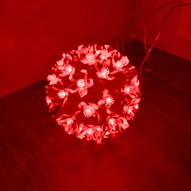 Globo Com 50 Lampadas Pisca Pisca Luz De Led Flor De Tomada Tam. Pequeno Cor:Vermelho