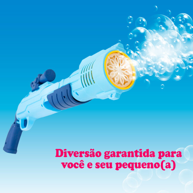 Arma Bolas Sabão Maquina Eletrica Brinquedo Lança Bolhas Cor:Azul