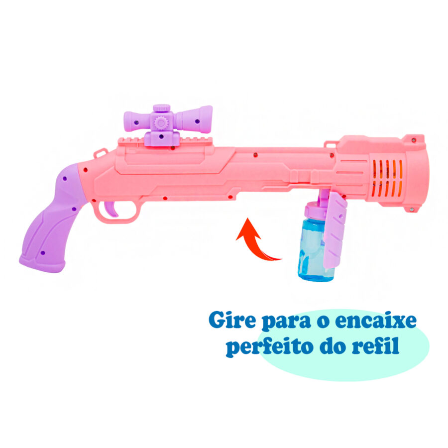 Arma Bolas Sabão Maquina Eletrica Brinquedo Lança Bolhas Cor:Rosa - Imagem 2