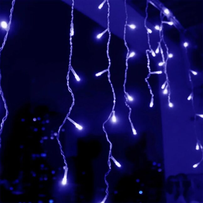 7 Metros Cascata Com 300 Lampadas Led Pisca Natal De Tomada Cor:Azul2