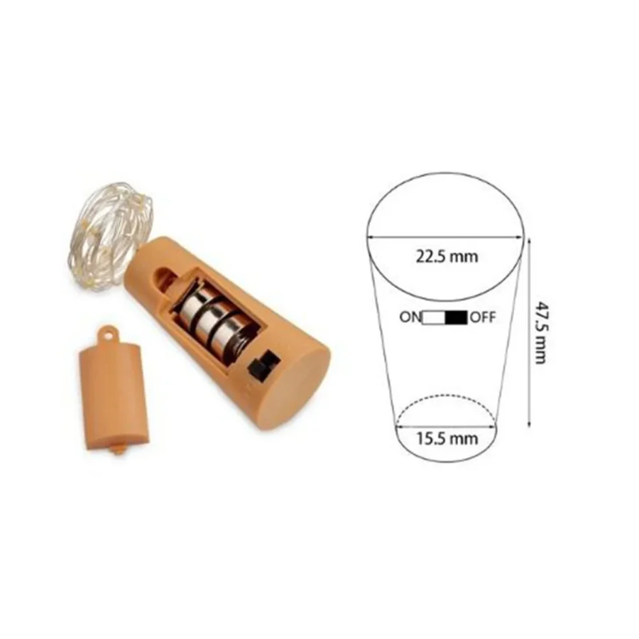 Pisca de LED Rolha P/ Garrafa Fio de Fada 20L 2 Metros Bateria Cores:Branco Quente - Imagem 3