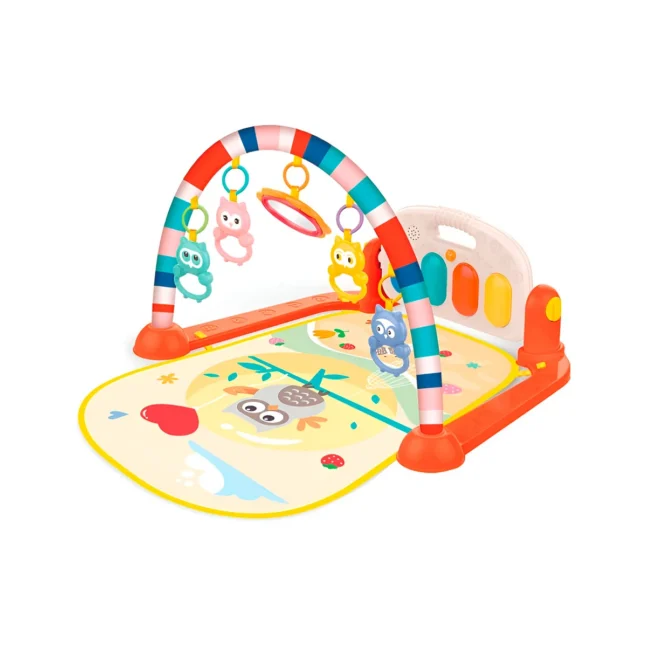 Tapete Atividades Musical Infantil Piano Luz Para Bebê Cor:Laranja
