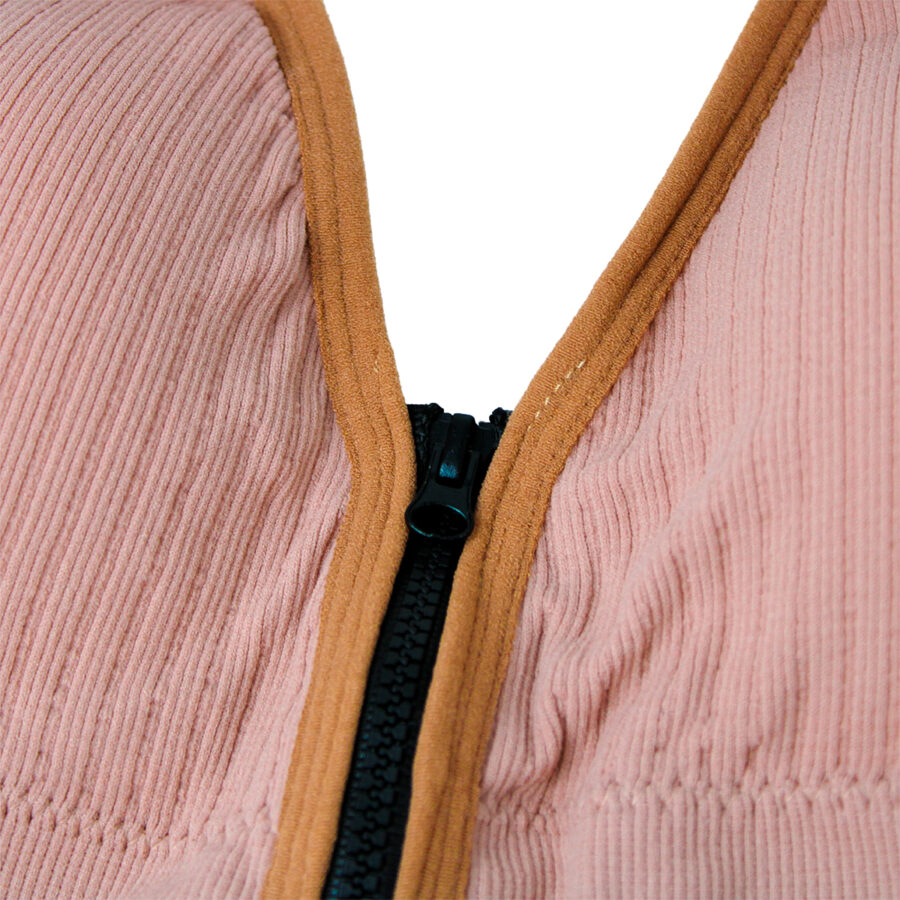 Sutiã Top Esportivo Com Ziper Frontal E Alça V Alto Impacto Cor:Rosa - Imagem 2