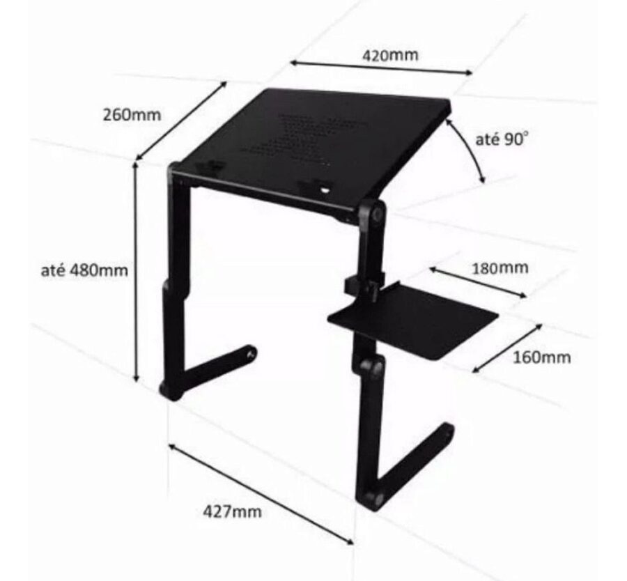 Mesa Notebook Multifuncional Articulavel Cama Mouse T8 - Imagem 5