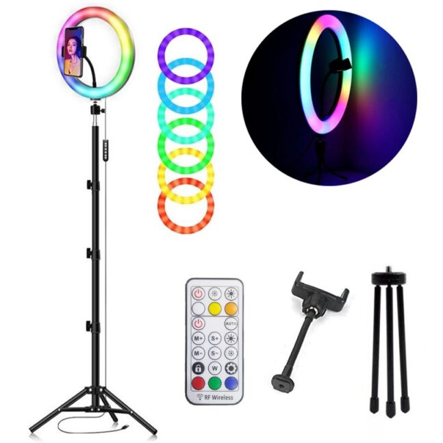 Ringlight 10 Polegada Colorido Rgb Led Anel Luz 26 CM