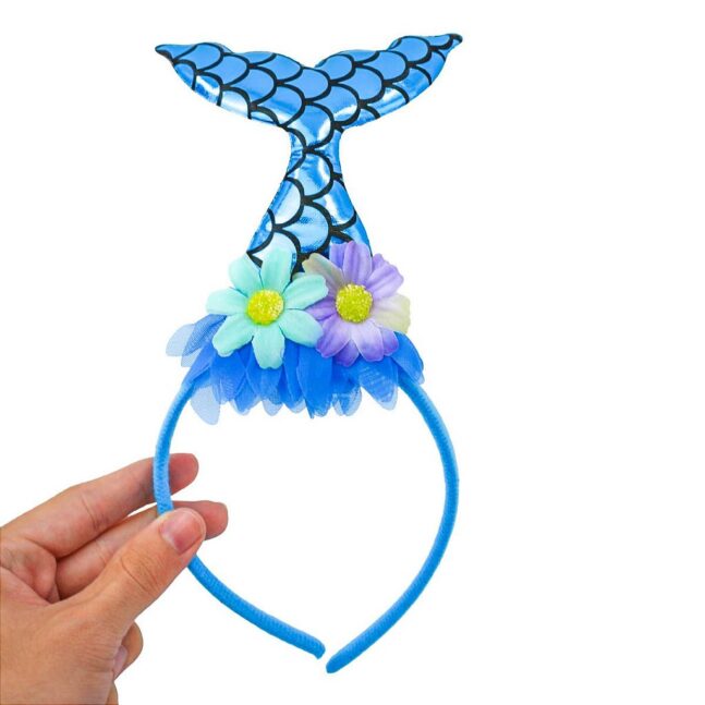 Tiara Arco Fantasia Arquinho Carnaval Halloween Festa Modelo:Sereia Azul
