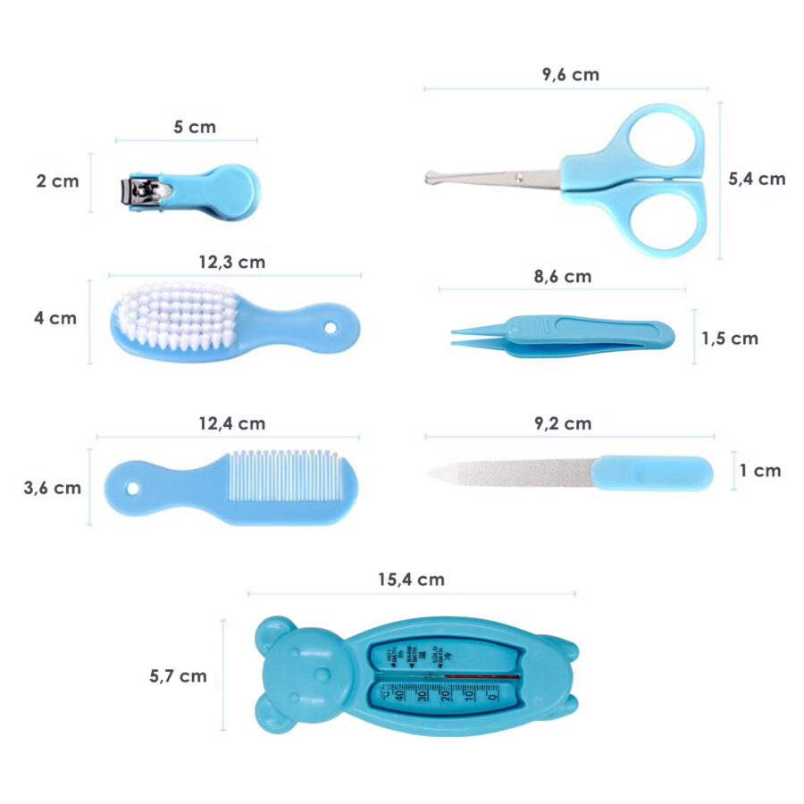 Kit Cuidados Higiene Bebe Pente Escova Cortador De Unha Recém Nascidos Cor:Azul - Imagem 2