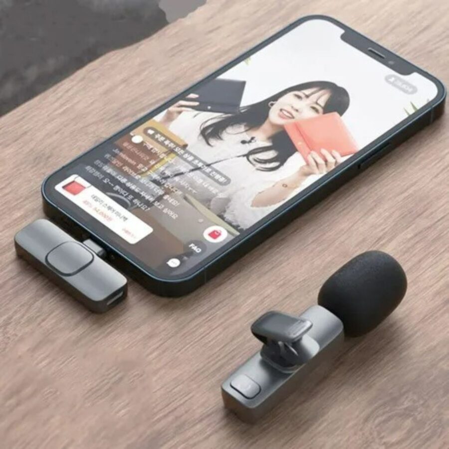 Microfone Sem Fio Transmissor Receptor De Lapela Para iPhone E Android Tipo C - Imagem 2