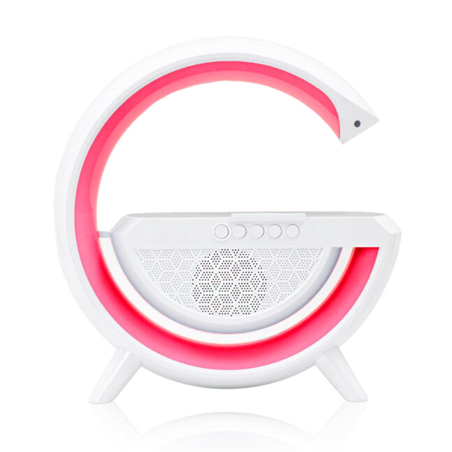 Caixa De Som Bluetooth Carregamento Por Indução Luminária Bluetooth Portátil Cor:Branco