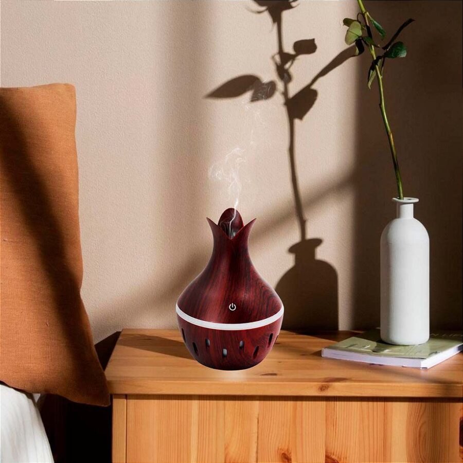 Purificador De Ar Umidificador De Ambiente Difusor USB Com Luzes Led Colorido Vaso Rajado - Imagem 3