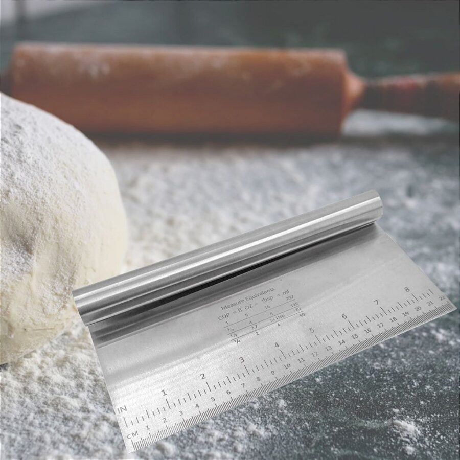 Espatula Inox Cortador Raspador P/ Massas Legumes Pizza Pão Chocolate Com Regua 22cm - Imagem 2