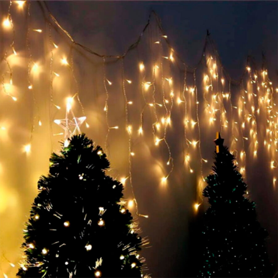 3,5 Metros Cascata Com 160 Lampadas Led Pisca Natal Cor:Branco Quente - Imagem 3