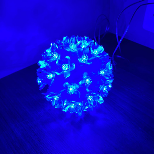 Globo Com 50 Lampadas Pisca Pisca Luz De Led Flor De Tomada Tam. Pequeno Cor:Azul