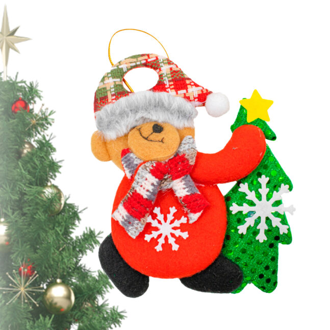 Enfeite Decoração Arvore De Natal Boneco Pendurar Natalino M Modelo:Ursinho