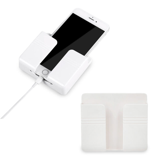 Suporte Celular De Parede Multiuso Universal Controle Plástico Carregar Cor:Branco