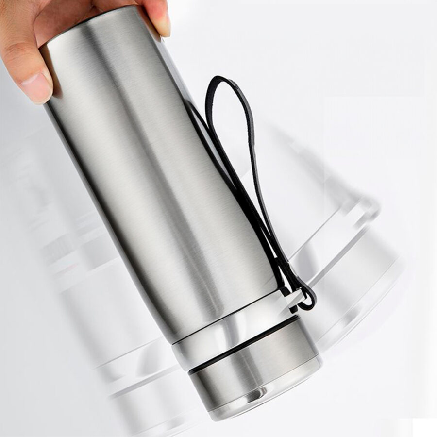 Garrafinha Térmica Aço Inox 1L Água Gelada Quente C/ Vedação Academia Trilha Cor:Azul com Prata - Imagem 8