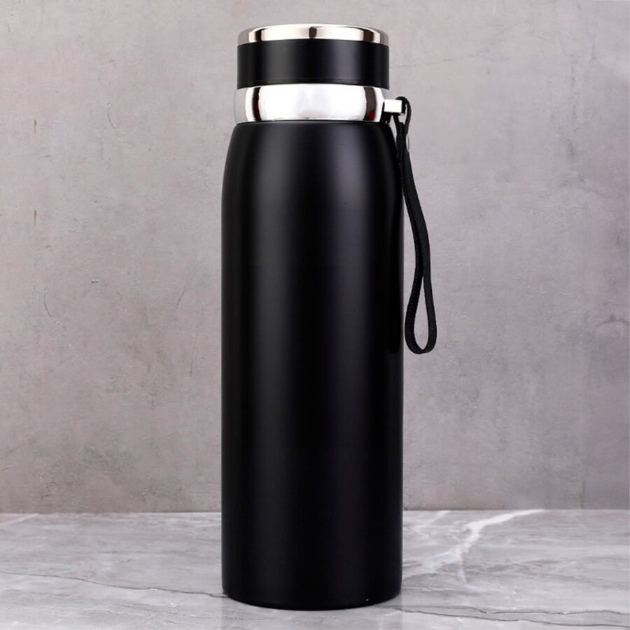Garrafinha Térmica Aço Inox 1L Água Gelada Quente C/ Vedação Academia Trilha Cor:Azul com Prata - Imagem 6