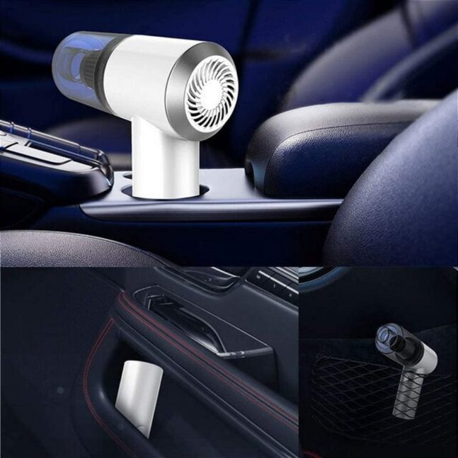 Mini Aspirador De Po Sem Fio Portatil Limpa Tudo Casa Carro Vacuo Cor:Branco