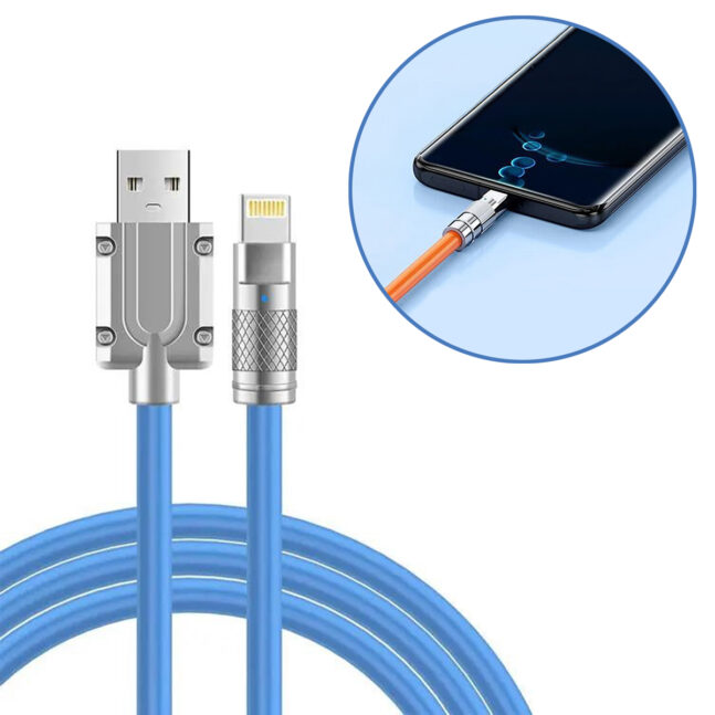 Cabo Carregador Usb Lightining Turbo 5A Rápido Alumínio 1 Metro Cor:Azul