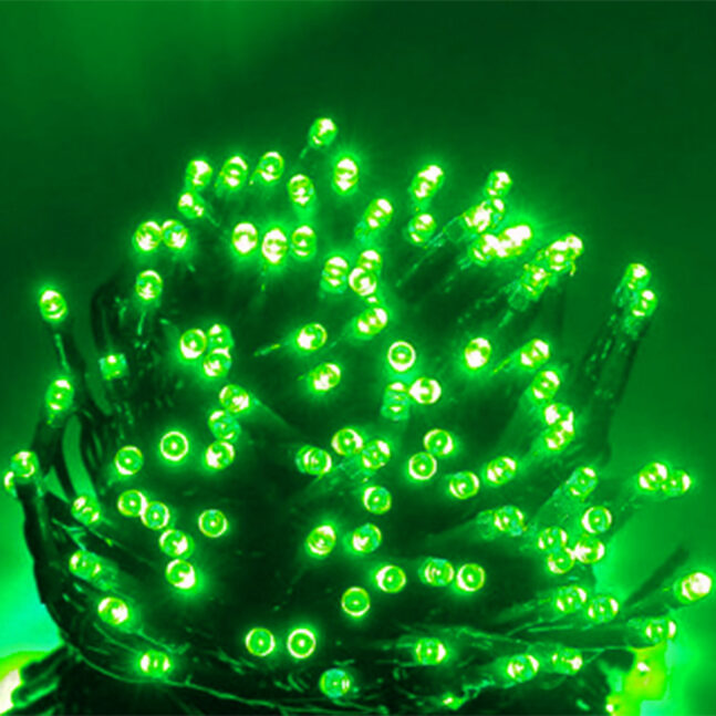 10 Metros De Led Pisca Cordão Com 100 Lampadas Formato Gota Fio Preto Cor:Verde