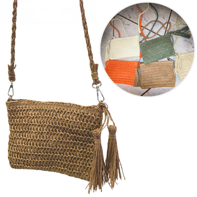 Bolsa Artesanal Lateral Transversal Casual Praia Festa Cor:Branco
