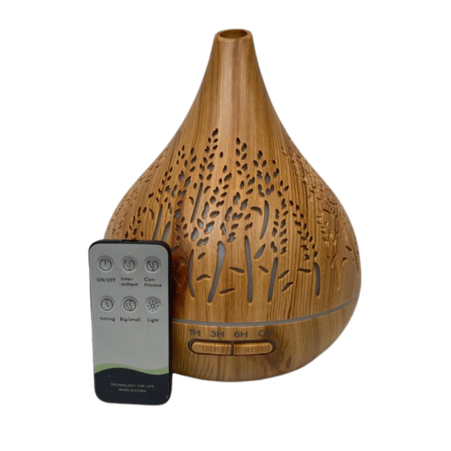 Umidificador Aromatizador Difusor De Aromas Eletrico Luminaria Led Controle Remoto Gota Floresta 500ml Marfim  Holdmay