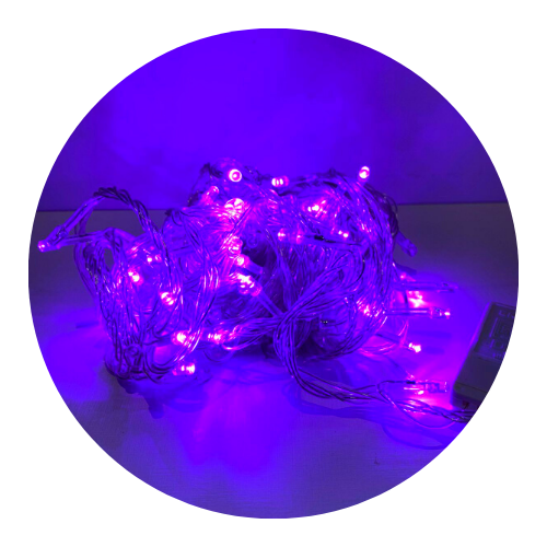 Cordão Com 100 Lampadas De Led Formato Pequena Gota 10 Metros Fio Crystal Cor:Roxa