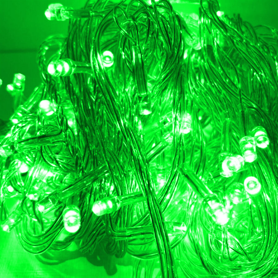 Cordão Com 100 Lampadas De Led Formato Pequena Gota 10 Metros Fio Crystal Cor:Verde - Imagem 2
