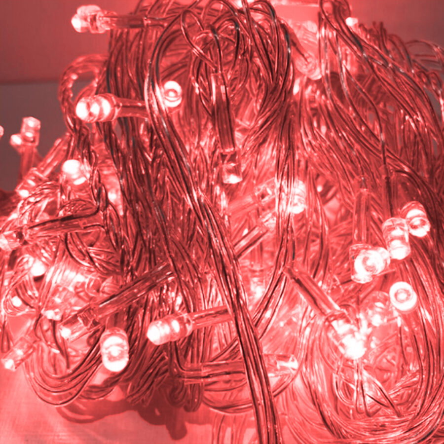 Cordão Com 100 Lampadas De Led Formato Pequena Gota 10 Metros Fio Crystal Cor:Vermelho - Imagem 2