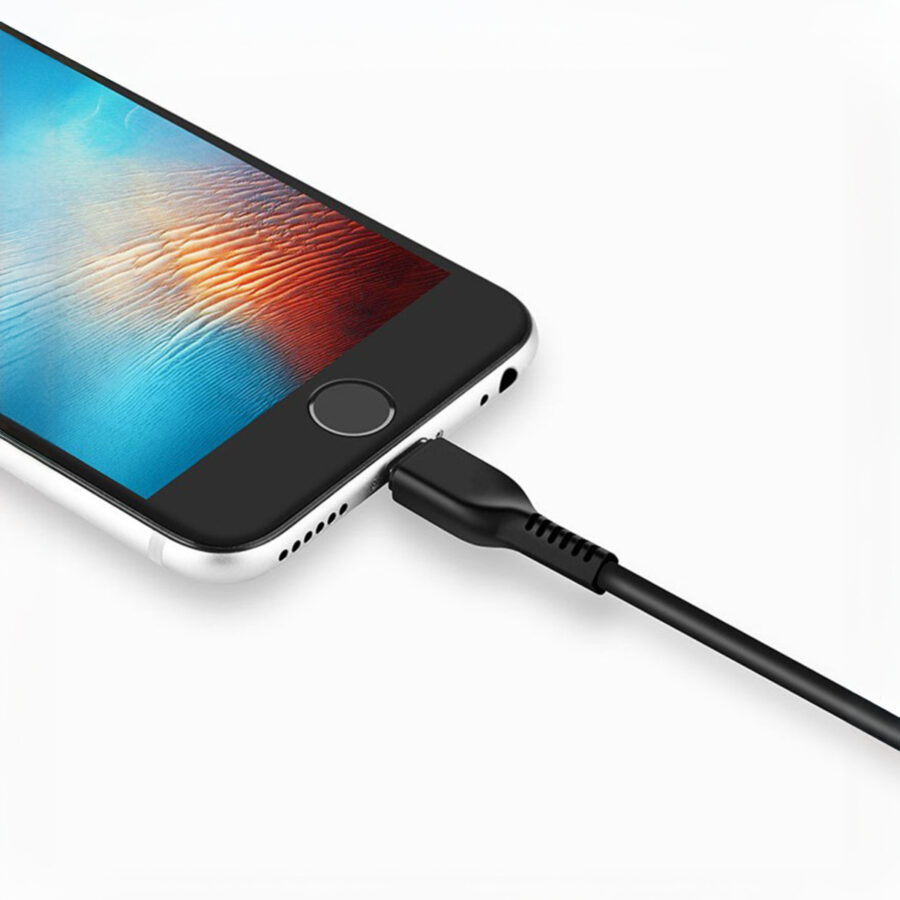 Cabo Carregador USB Lightning IOS Rápido Turbo 1 Metro Cor:Preto - Imagem 2