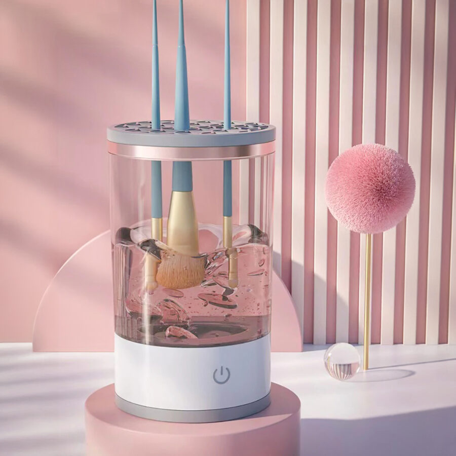 Lavador De Pincel Limpador Automático Maquiagem USB Salão Casa Cor:Branco - Imagem 2