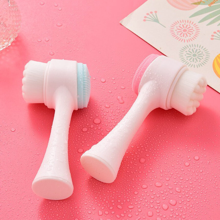 Escova Massagem Facial Limpeza Esfoliação Suave 2 em 1 Cor:Rosa - Imagem 2