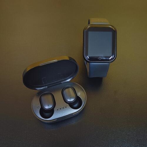 Kit Smartwatch D20S 2024 + Fone Airdots Tws Bluetoorth - Preto