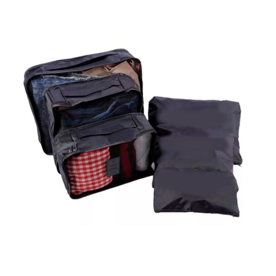 Organizador De Mala 6 Pçs Necessaire Viagem Bolsa Saco Cor:Preto - Imagem 2