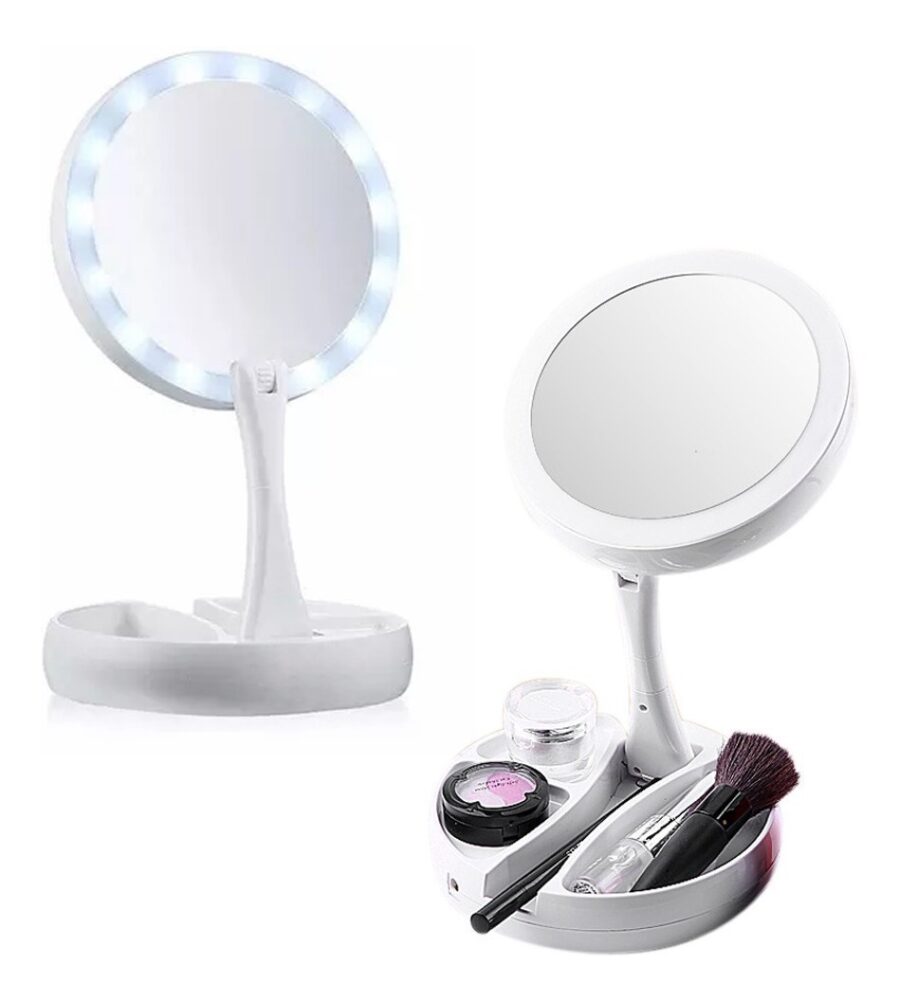 Espelho De Led Dobravel Aumenta 10x Maquiagem Original Luxo - Imagem 3