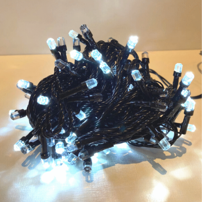 Pisca Pisca Cordão Com 100 Lâmpadas Super Led Formato Grão 10 Metros Fio Preto Cor:Branco