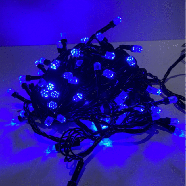Pisca Pisca Cordão Com 100 Lâmpadas Super Led Formato Grão 10 Metros Fio Preto Cor:Azul