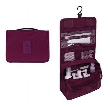 Necessaire Em Nylon Organizadora Higiene Para Viagem Cor:Vinho