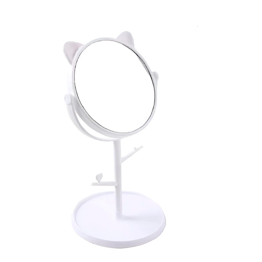 Espelho de Mesa com Suporte Orelha de Gatinho Maquiagem Cor:Branco - Imagem 6