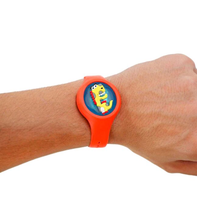 Pulseira Relogio Infantil Anti Mosquito Repelente Figurinhas Cor:Laranja