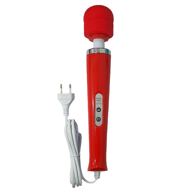 Vibrador Silencioso Varinha Mágica Silicone Texturizado Tomada Cor:Vermelho