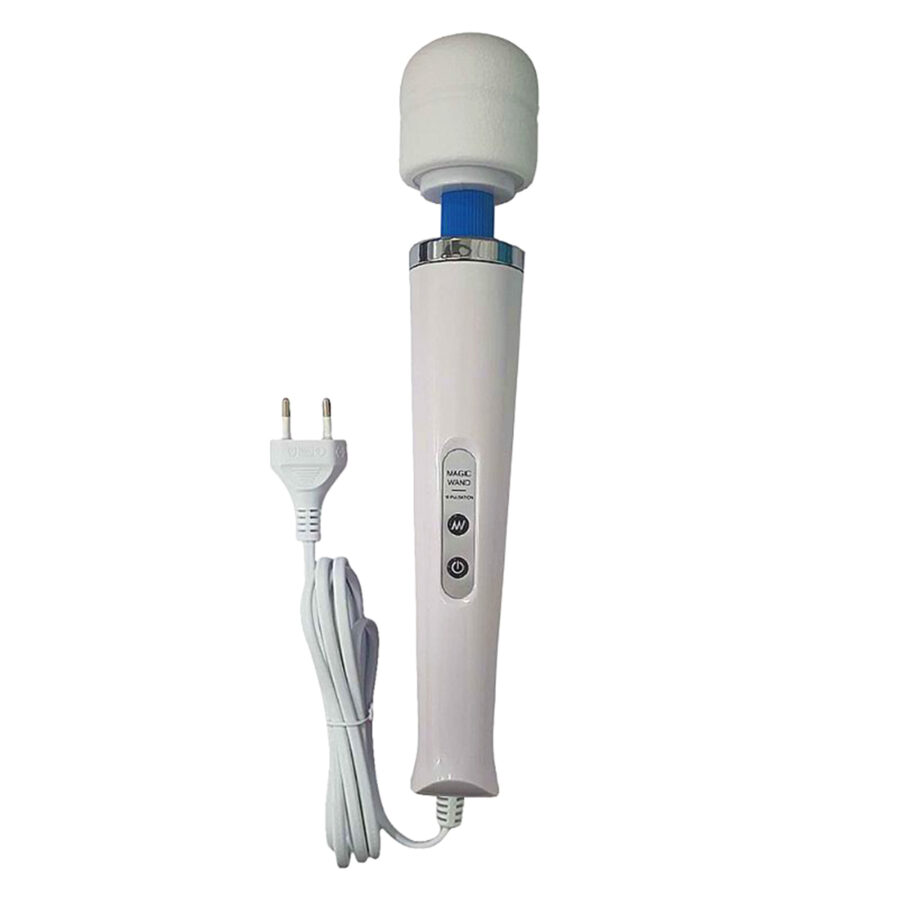 Vibrador Silencioso Varinha Mágica Silicone Texturizado Tomada Cor:Branco