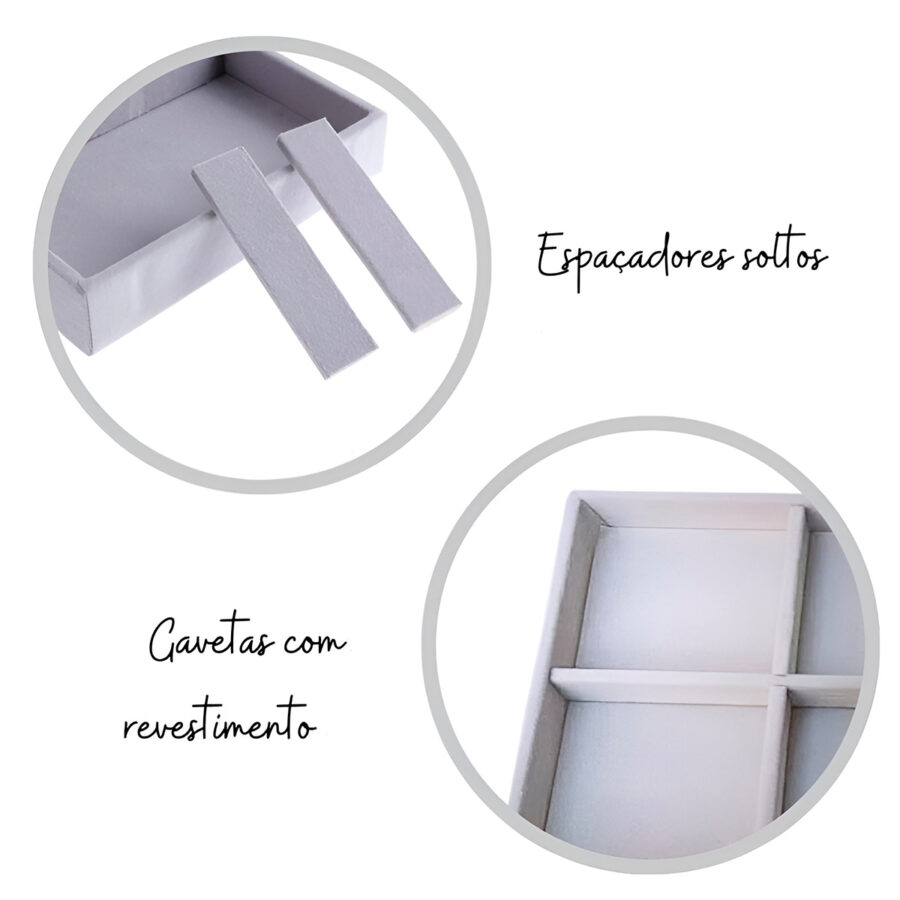Organizador Porta Jóias 3 Gavetas Revestido Acrílico - Imagem 9