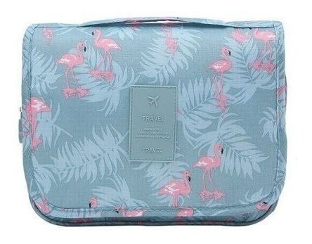 Necessaire Em Nylon Organizadora Higiene Para Viagem Cor:Flamingo
