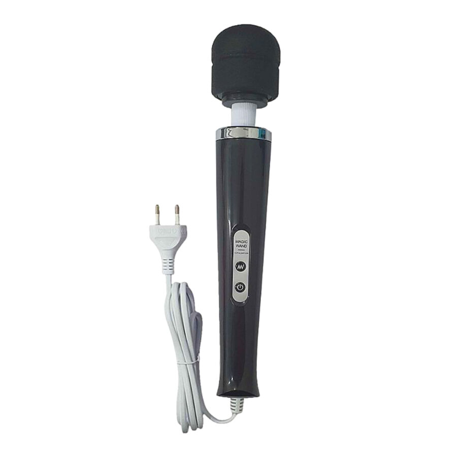 Vibrador Silencioso Varinha Mágica Silicone Texturizado Tomada Cor:Preto