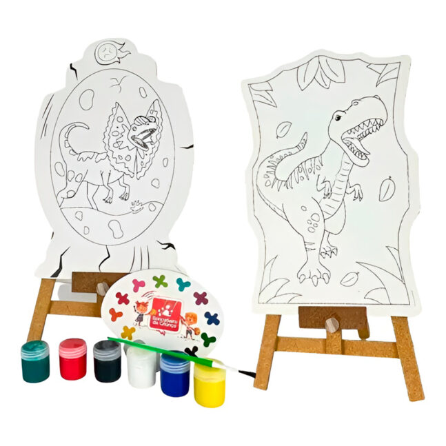 Brinquedo Kit de Pintura Infantil Cavalete Avental Tema:Dinossauro