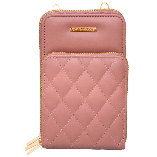 Bolsa Carteira Feminina Com Alça Textura Matelassê Cor:Nude